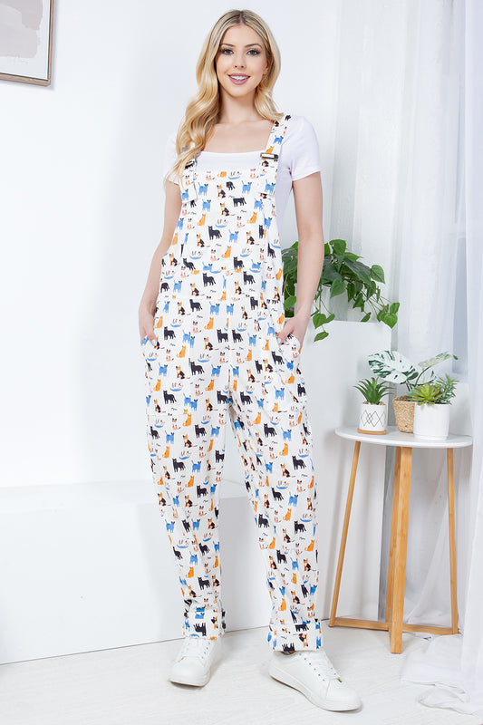 Colorful Cats Corduroy Overall