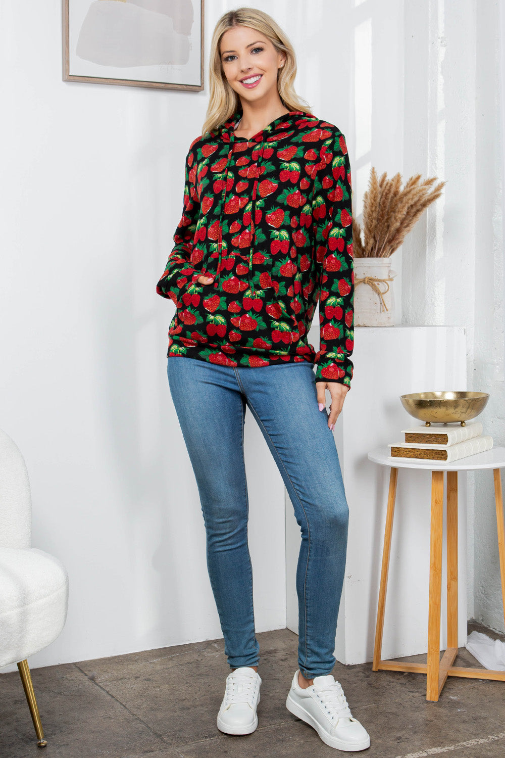 Retro Strawberry Pullover Hoodie