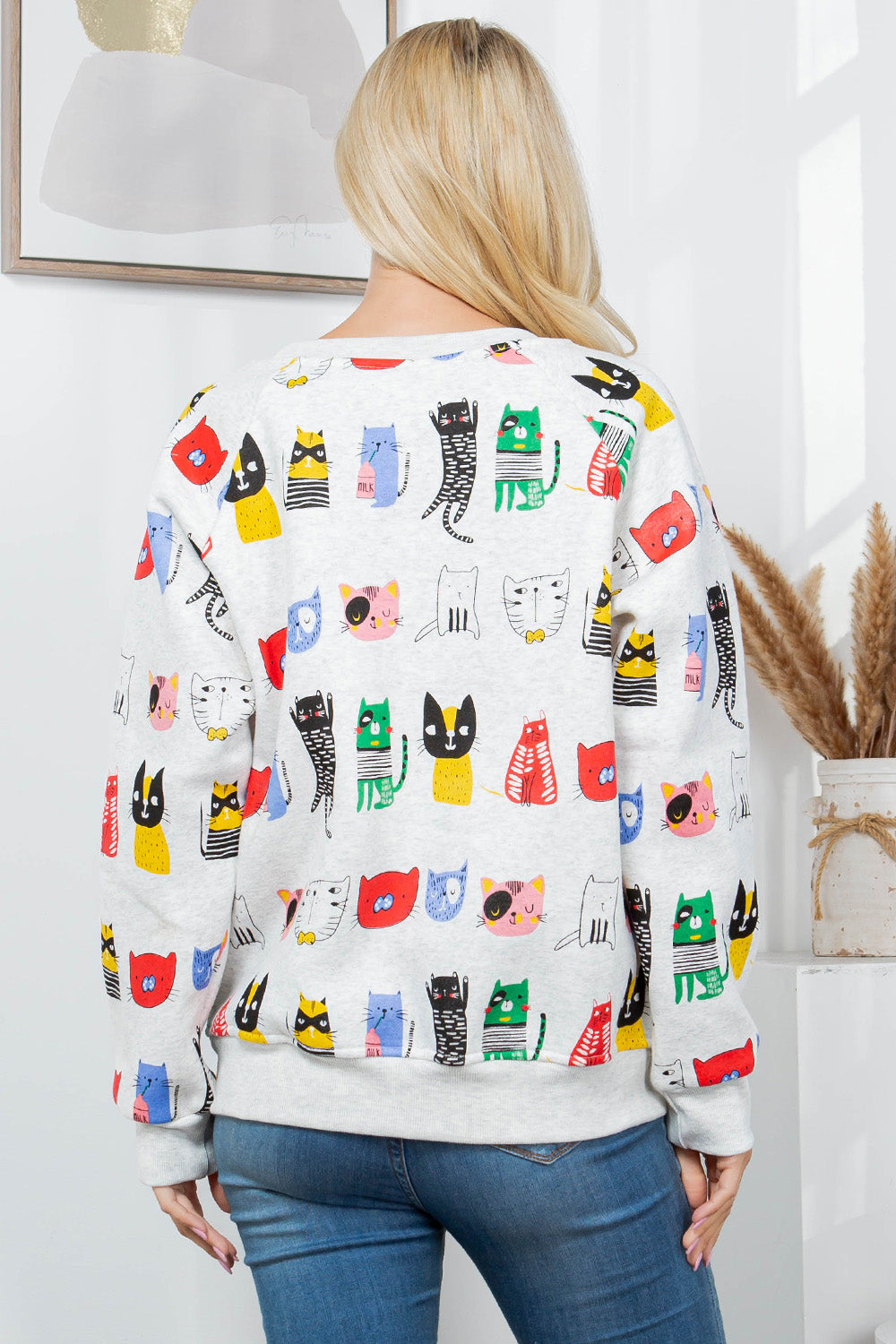 Colorful Cat Fleece Sweatshirt