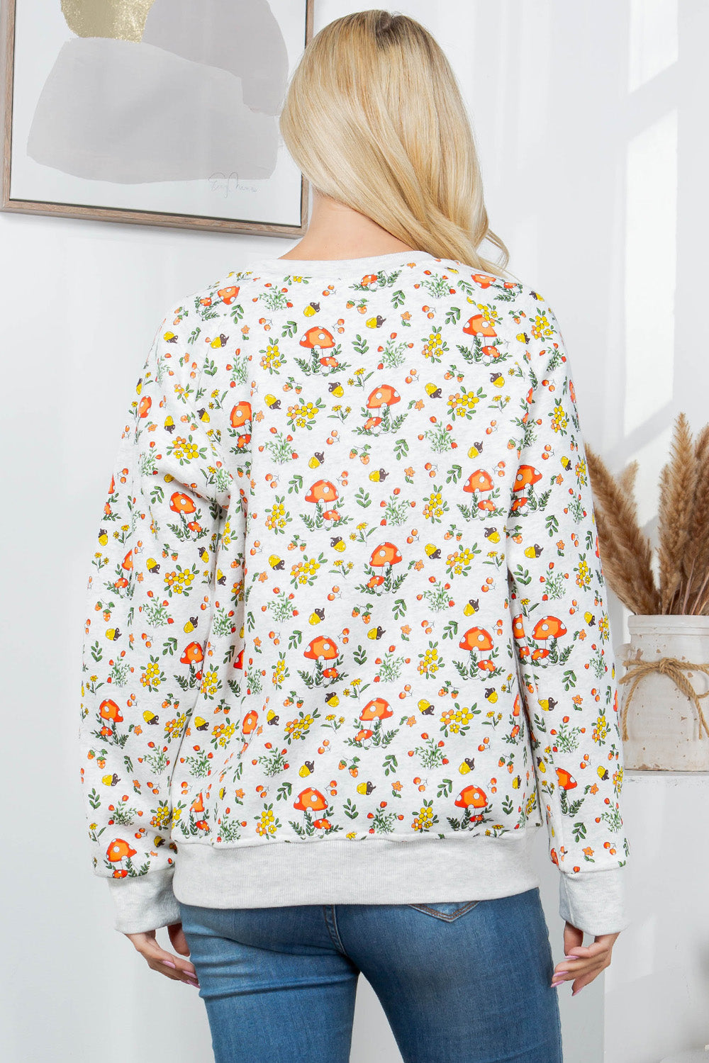 Floral & Mushroom Fleece Sweatshirt
