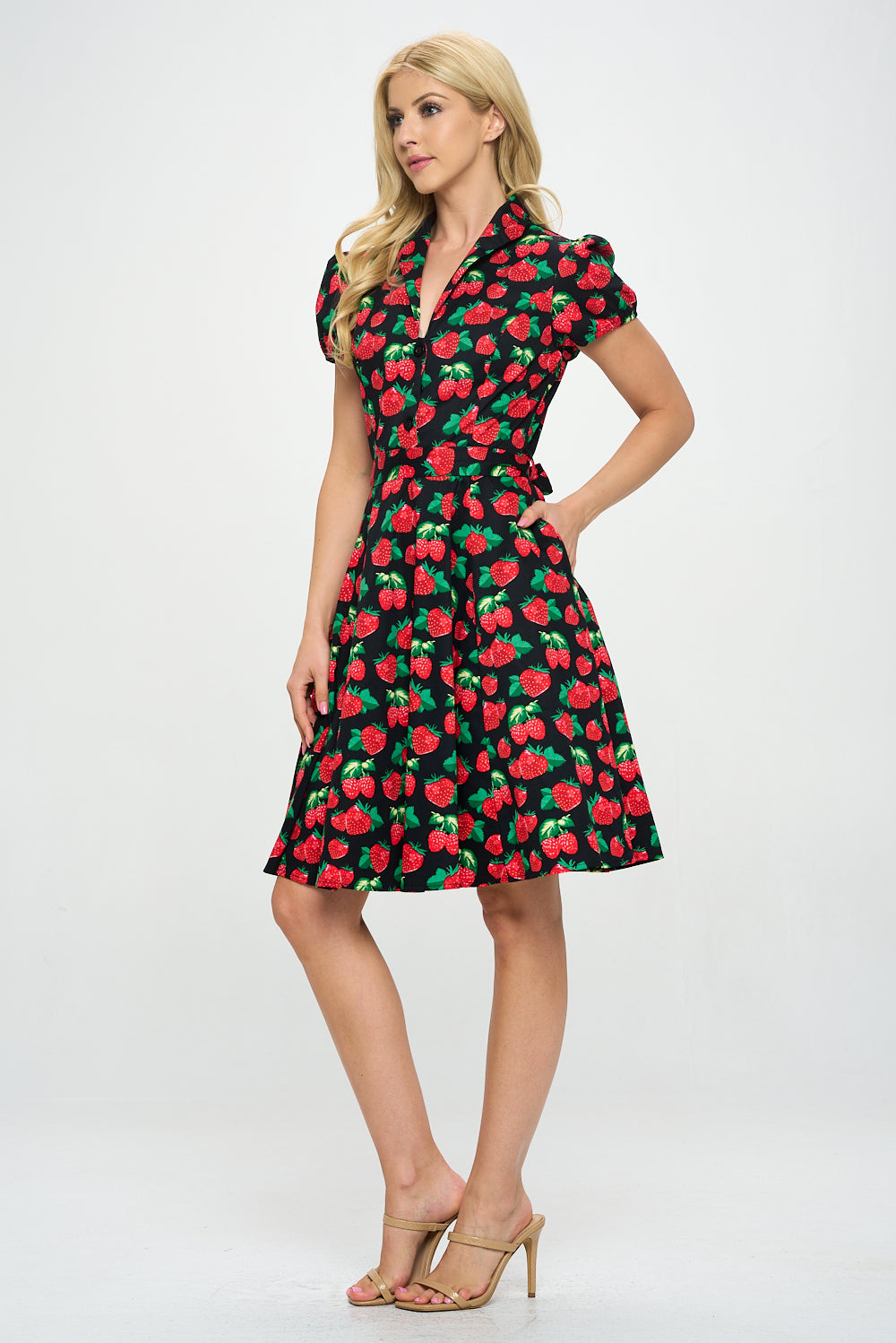 Retro Strawberry Fit and Flare Dress