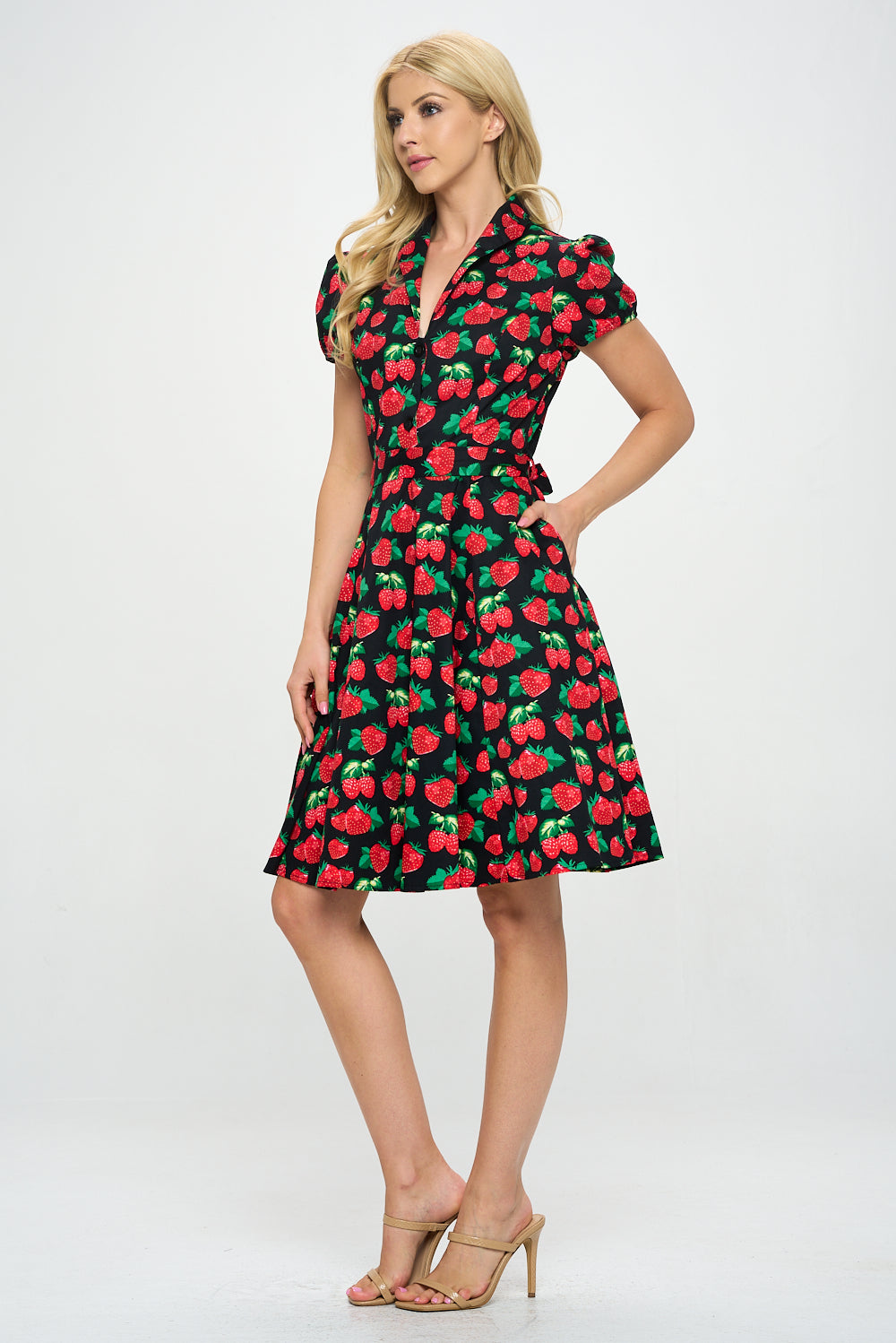 Retro Strawberry Fit and Flare Dress- Plus Size