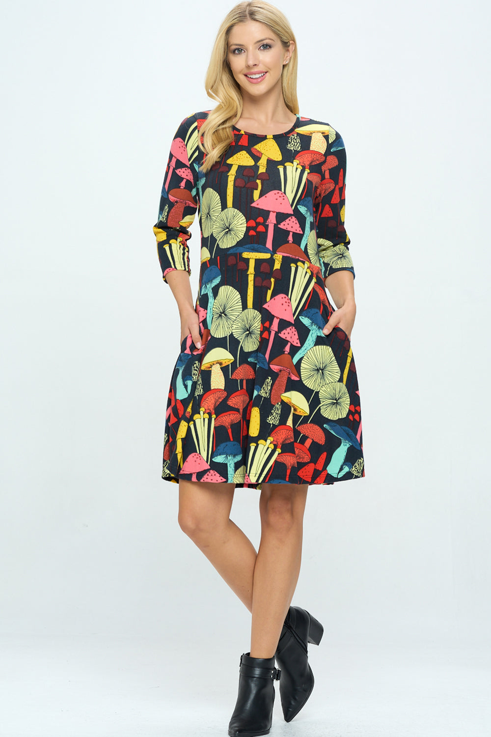 Mushroom Print Winter Tunic Dress