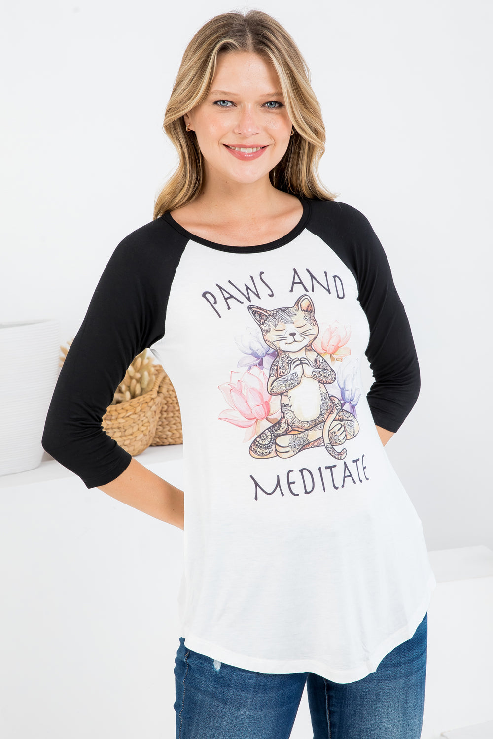 Copy of Paws & Meditate Print Raglan Shirt