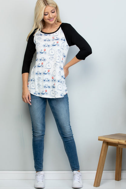 Bicycle Print Raglan Shirt