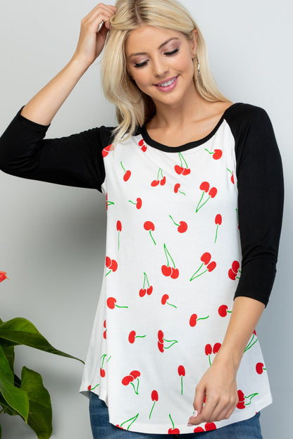 Cherry Print Raglan Shirt