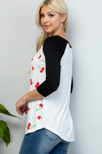 Cherry Print Raglan Shirt