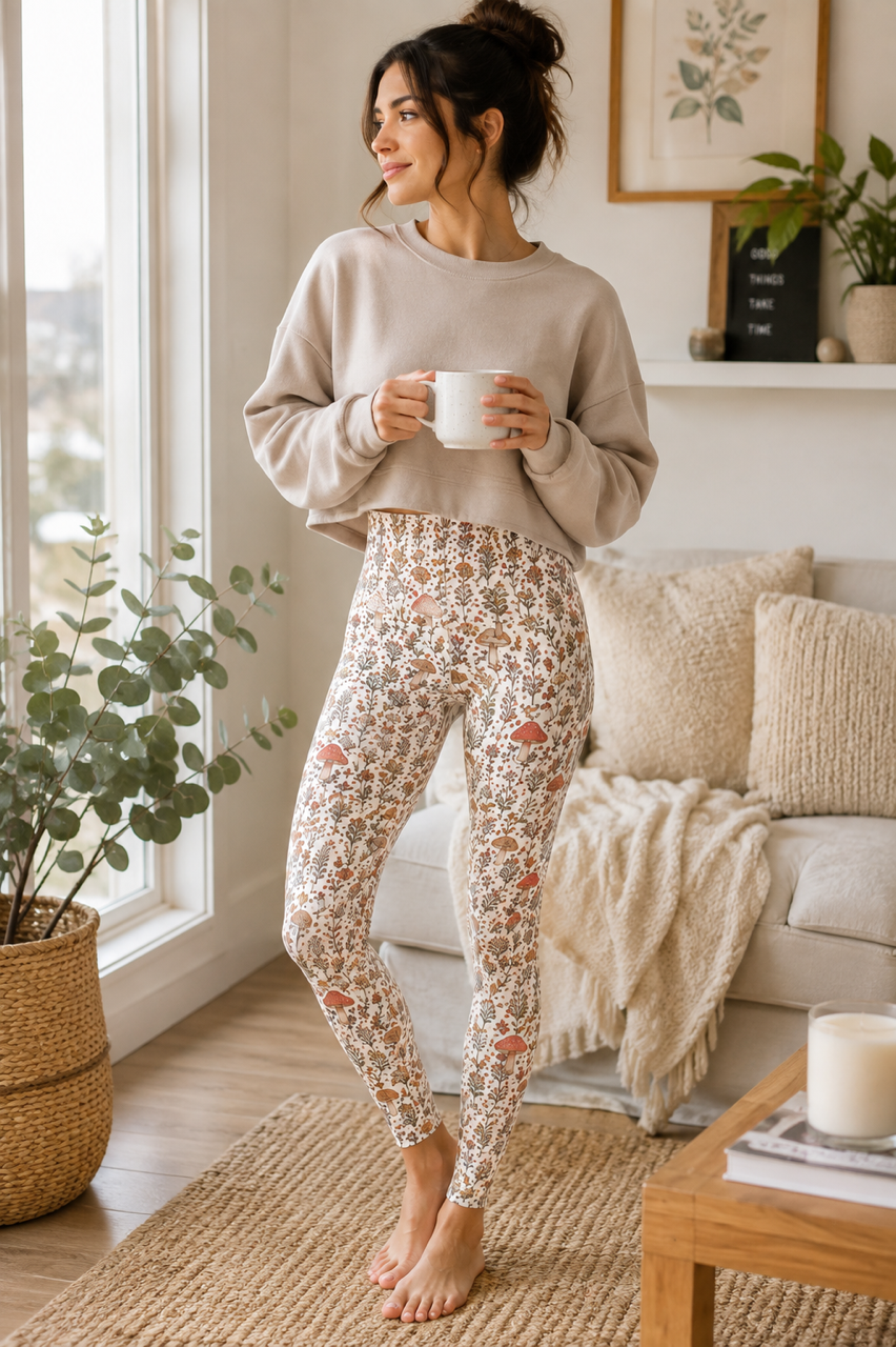Whimsical Mushroom Print Legging