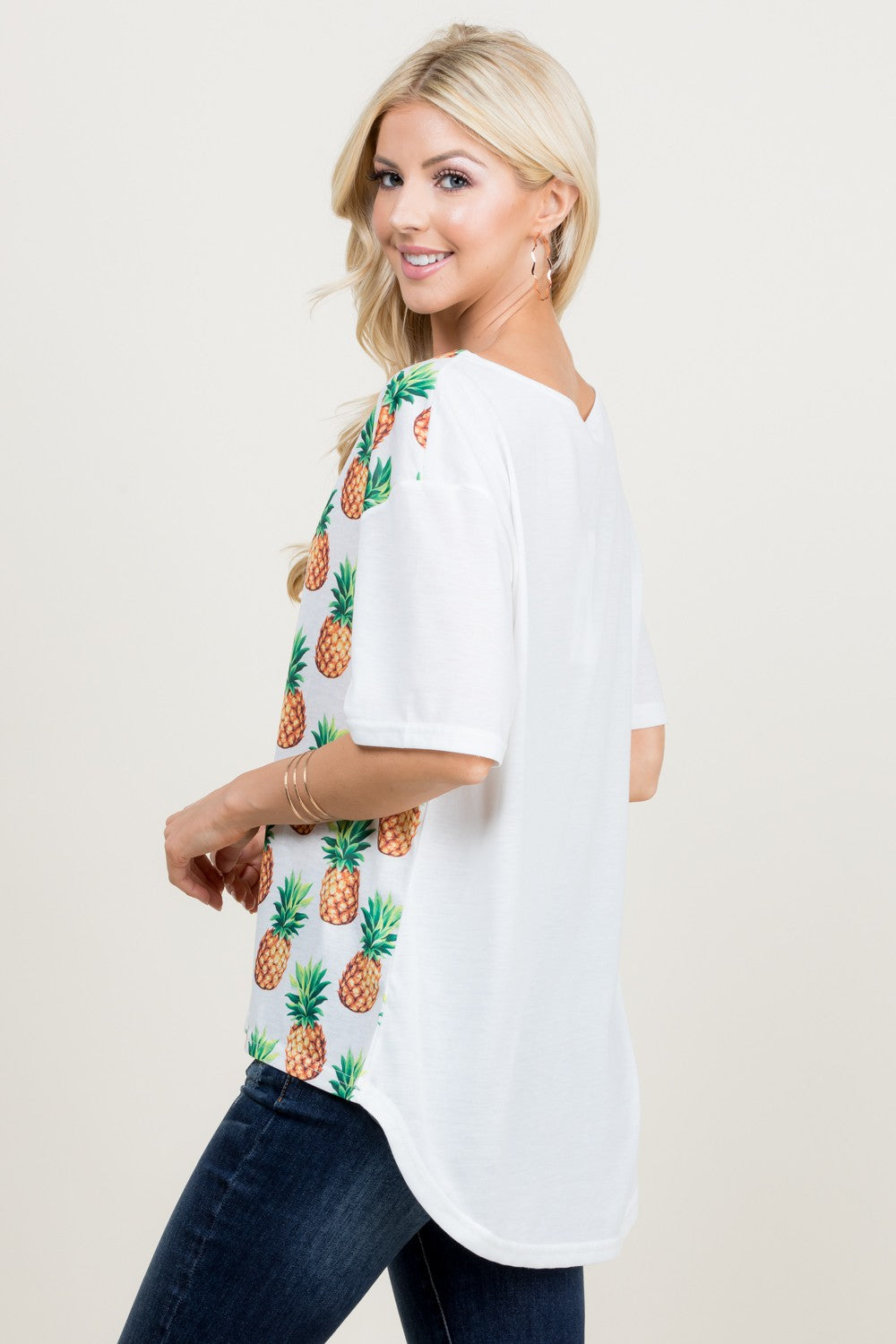 Pineapple Print Short Sleeve T-Shirt