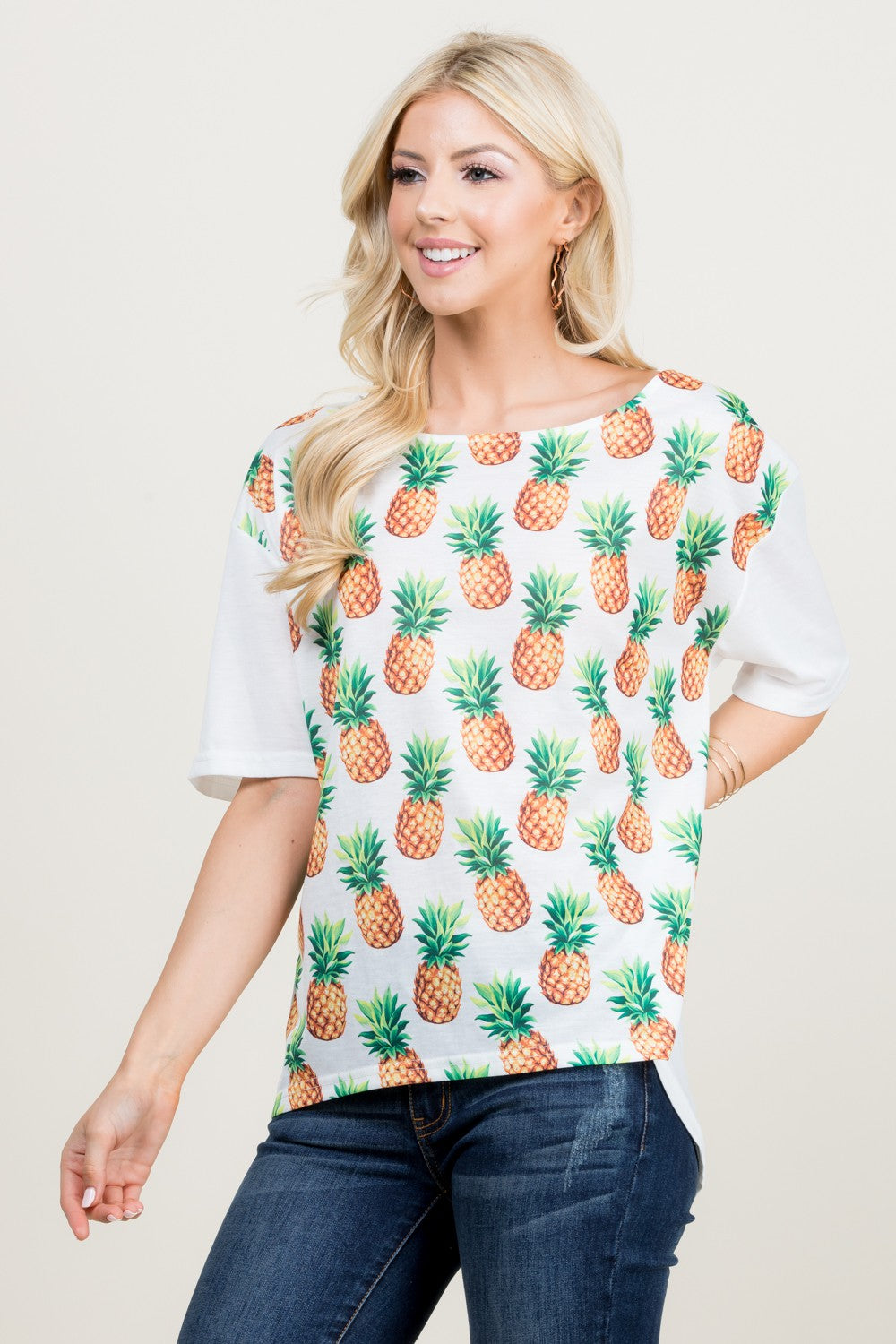 Pineapple Print Short Sleeve T-Shirt