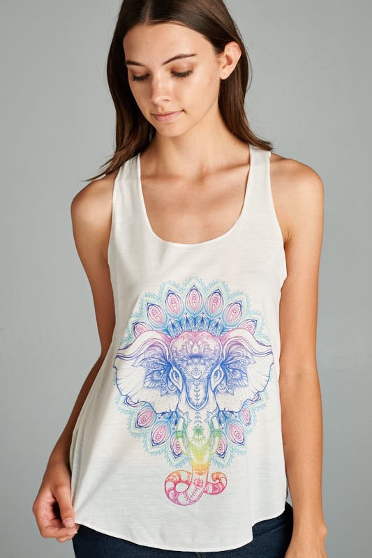 Colorful Elephant Graphic Tanktop