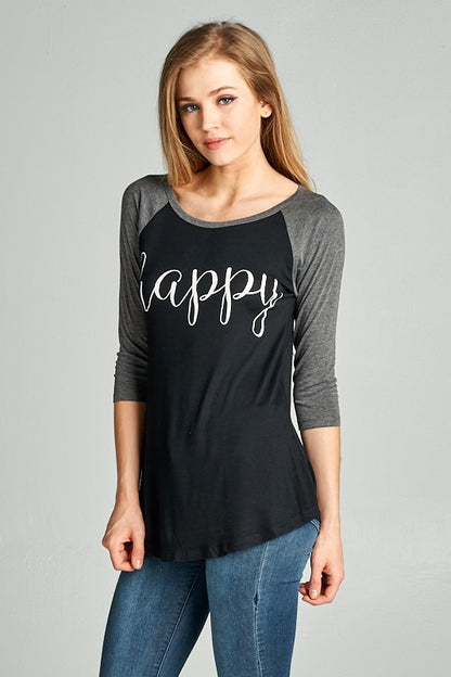 Happy Print Raglan Shirt