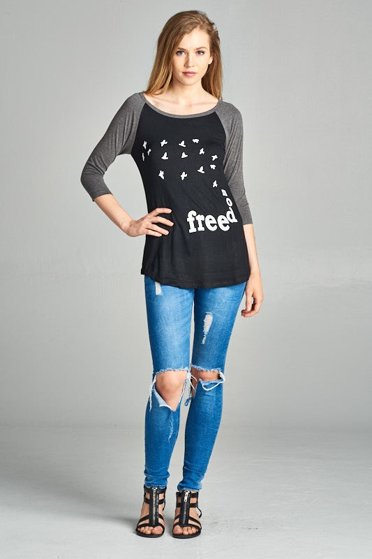 Freedom With Bird Raglan Shirt