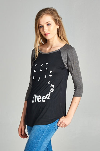 Freedom With Bird Raglan Shirt