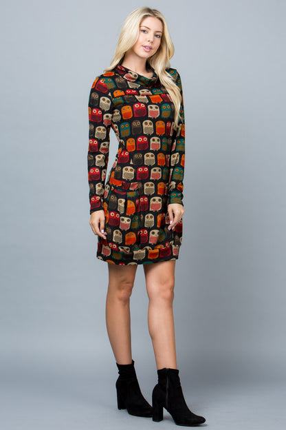 Owl Sweater Tunic Dress