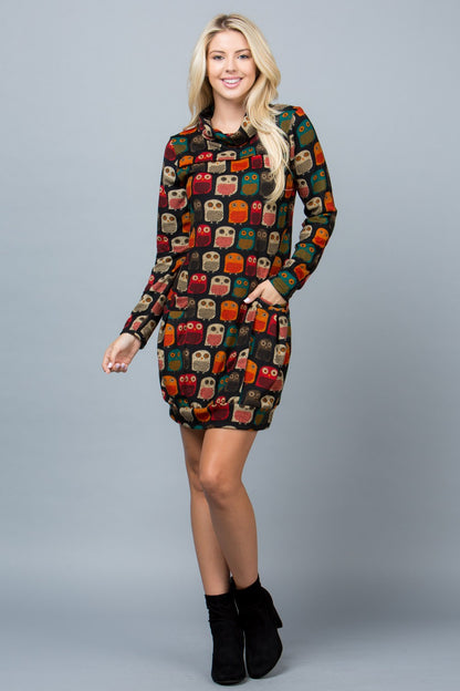 Owl Sweater Tunic Dress