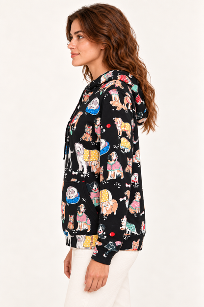 Dog Print Pullover Hoodie