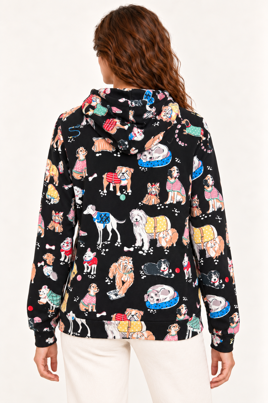 Dog Print Pullover Hoodie