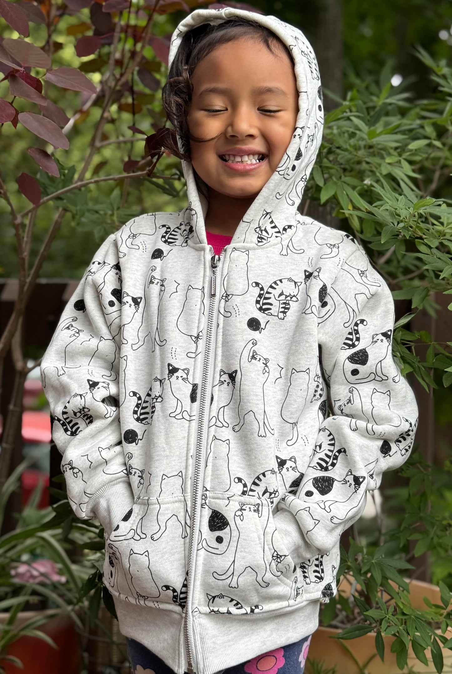 Dancing Cats Fleece Zipper Hoodie - Kids