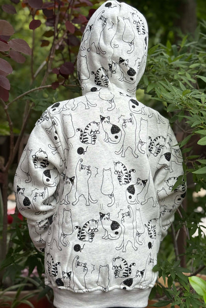 Dancing Cats Fleece Zipper Hoodie - Kids