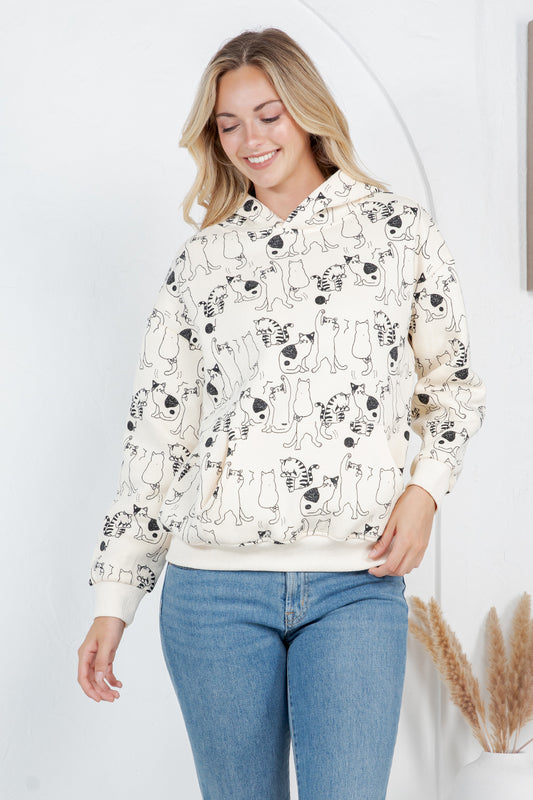 Dancing Cats Pullover Fleece Hoodie
