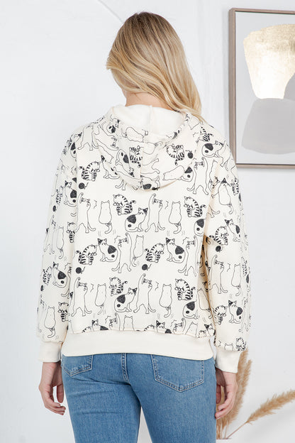 Dancing Cats Pullover Fleece Hoodie