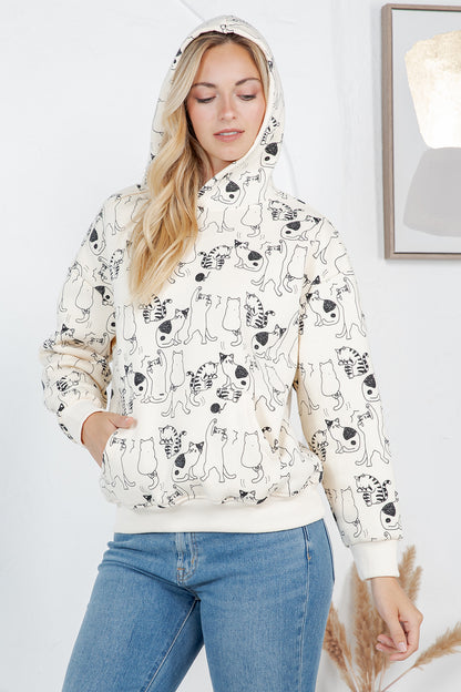 Dancing Cats Pullover Fleece Hoodie