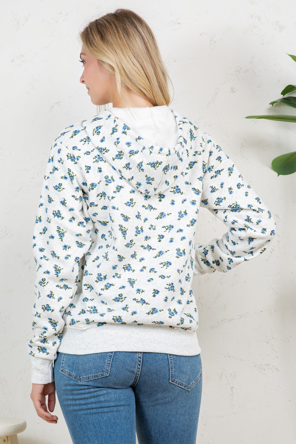 Floral Zipper Hoodie