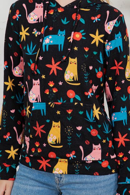 Cat Sweater Knit Pullover Hoodie - Plus Size