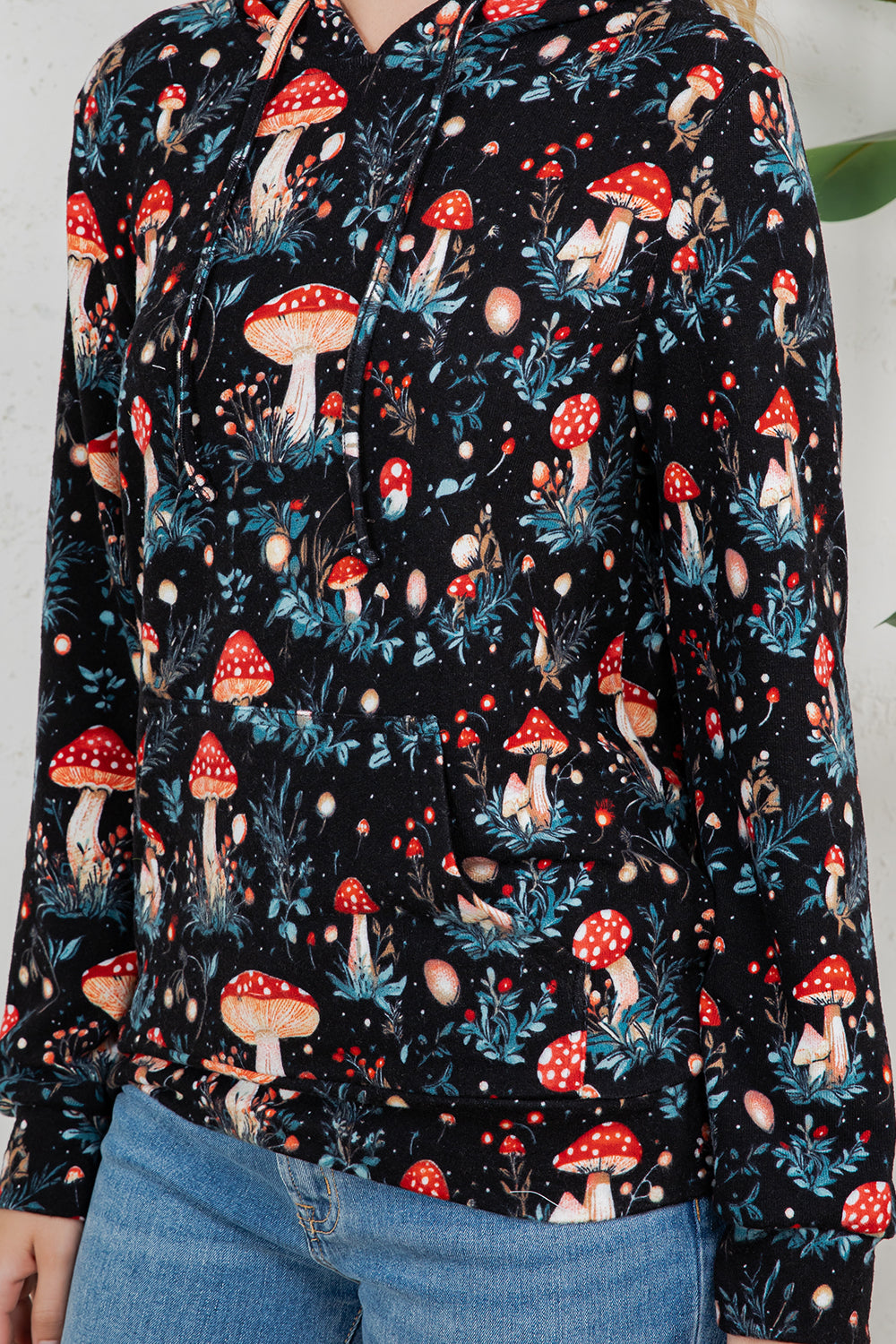 Mushroom print Pullover Plus Size Hoodie