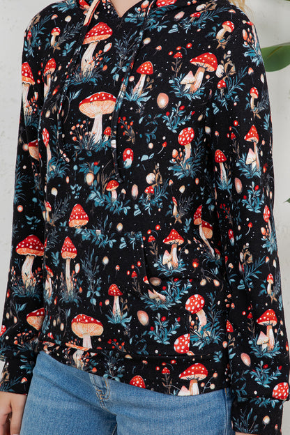 Mushroom print Pullover Plus Size Hoodie
