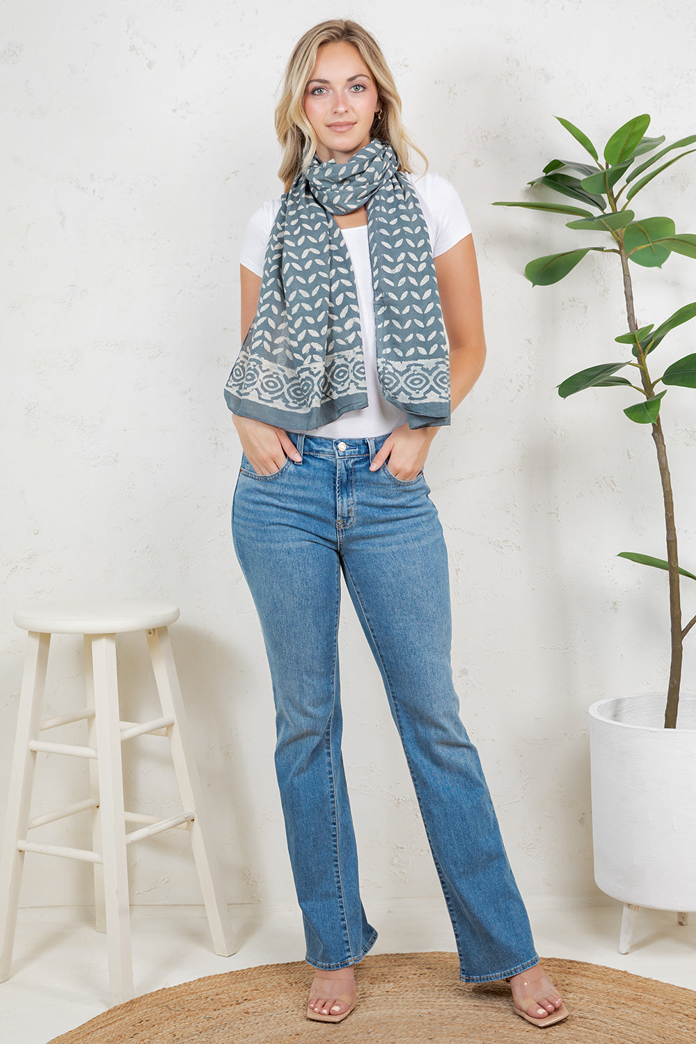 Hand Block Print Cotton Scarf