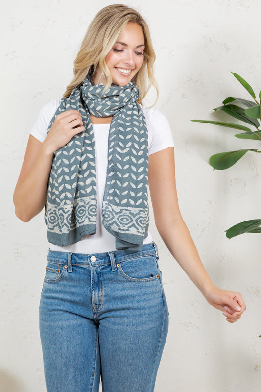 Hand Block Print Cotton Scarf