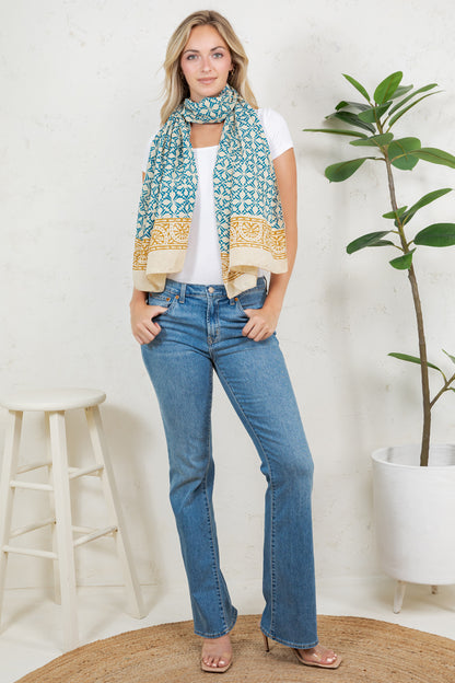 Hand Block Print Cotton Scarf