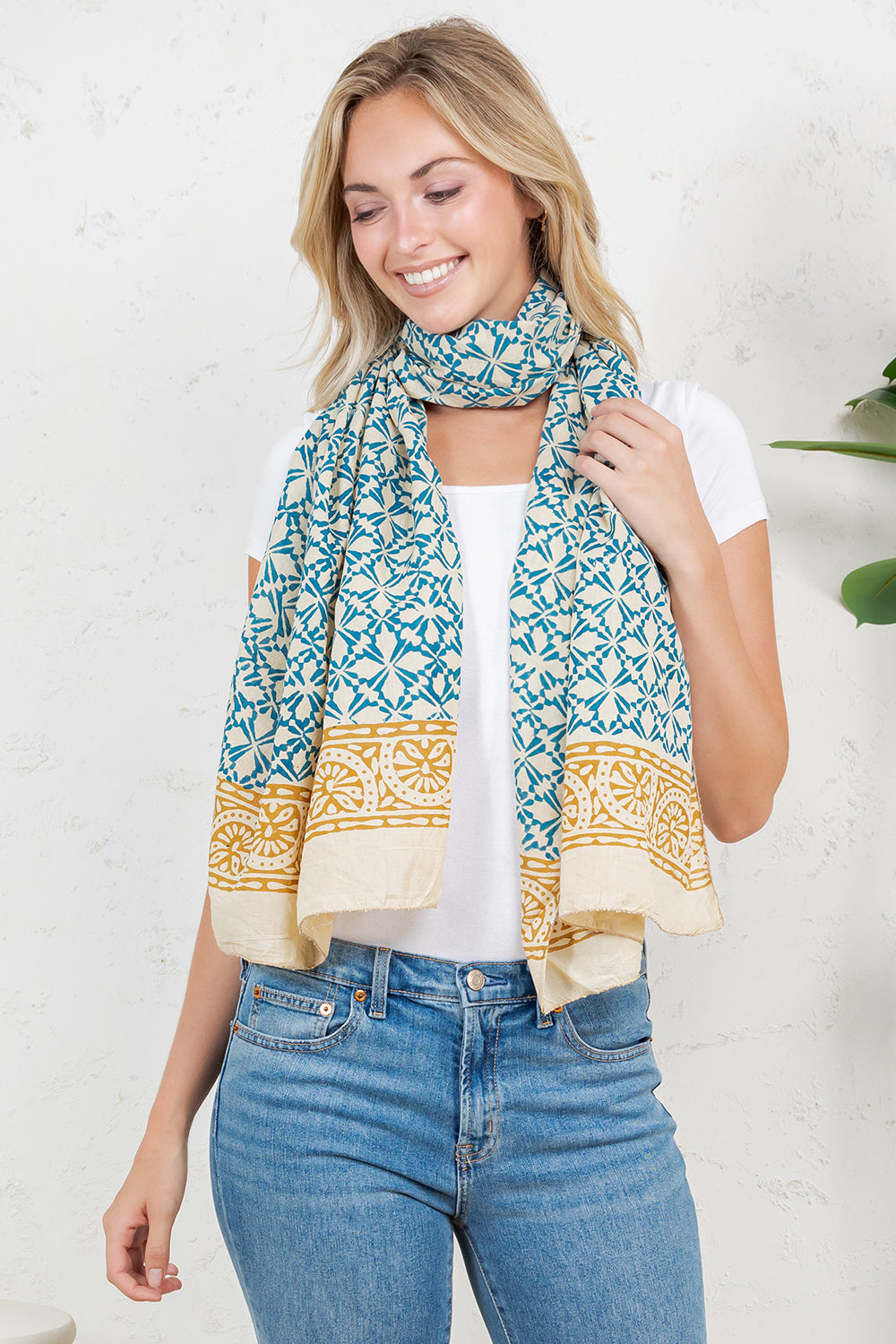 Hand Block Print Cotton Scarf