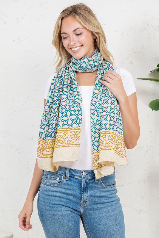 Hand Block Print Cotton Scarf
