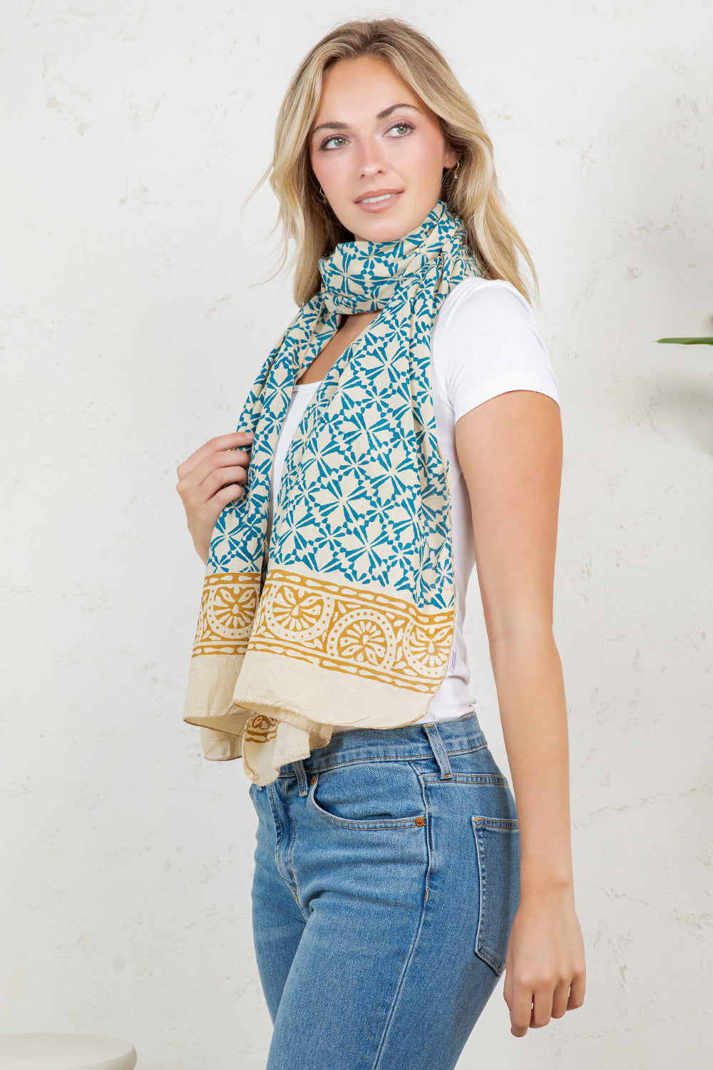 Hand Block Print Cotton Scarf