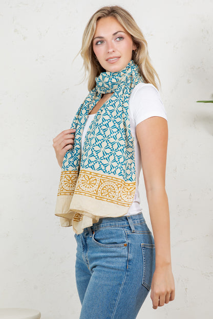 Hand Block Print Cotton Scarf
