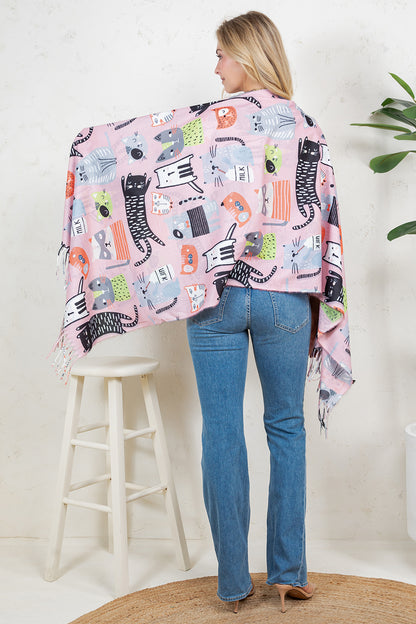 Variety Of Playful Cat Scarf - PINK