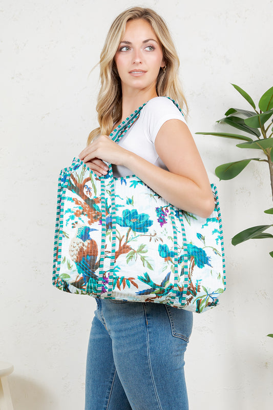 Bird Quilted Tote Bag
