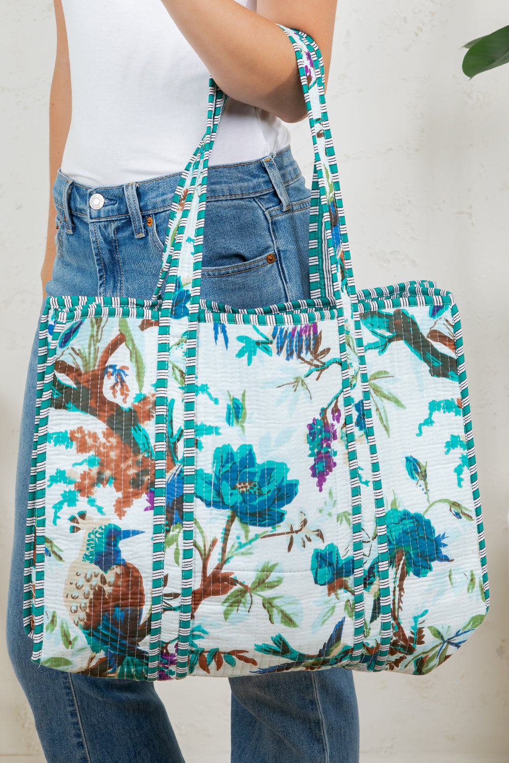 Bird Quilted Tote Bag