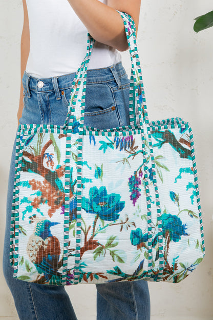 Bird Quilted Tote Bag