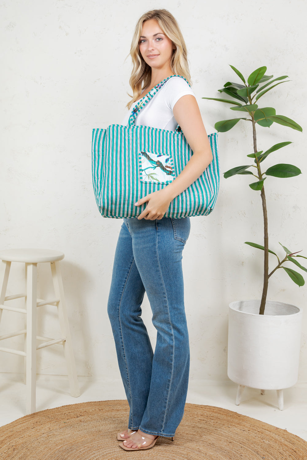 Bird Quilted Tote Bag