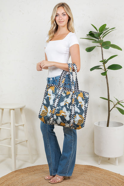 Bird Quilted Tote Bag