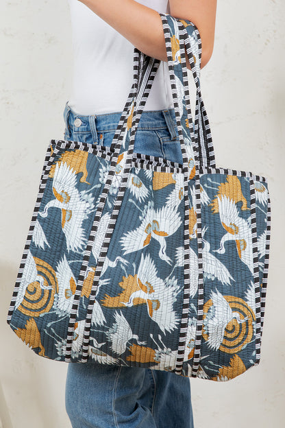 Bird Quilted Tote Bag