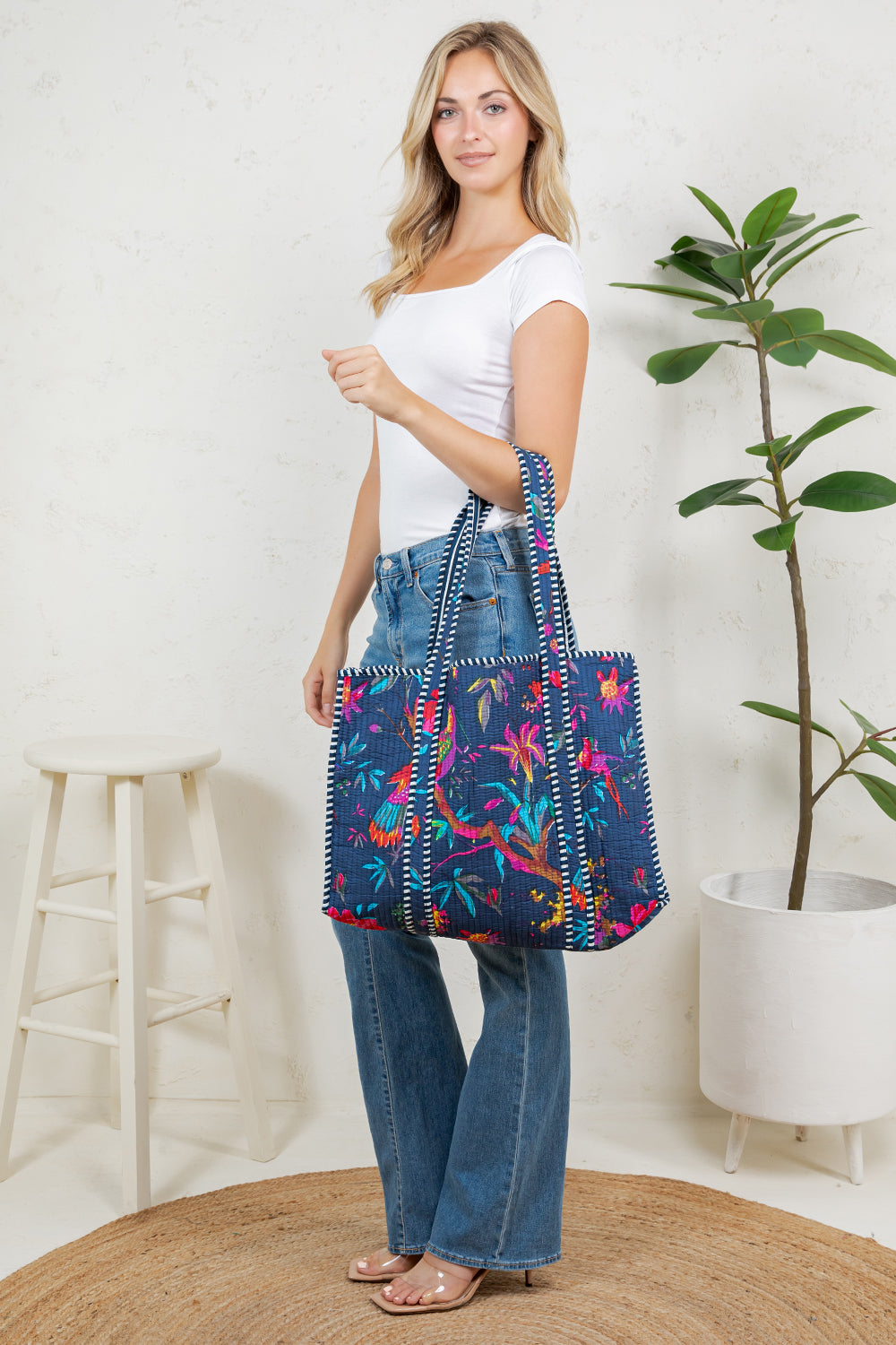 Bird Quilted Tote Bag