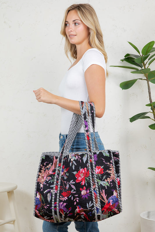 Bird Quilted Tote Bag
