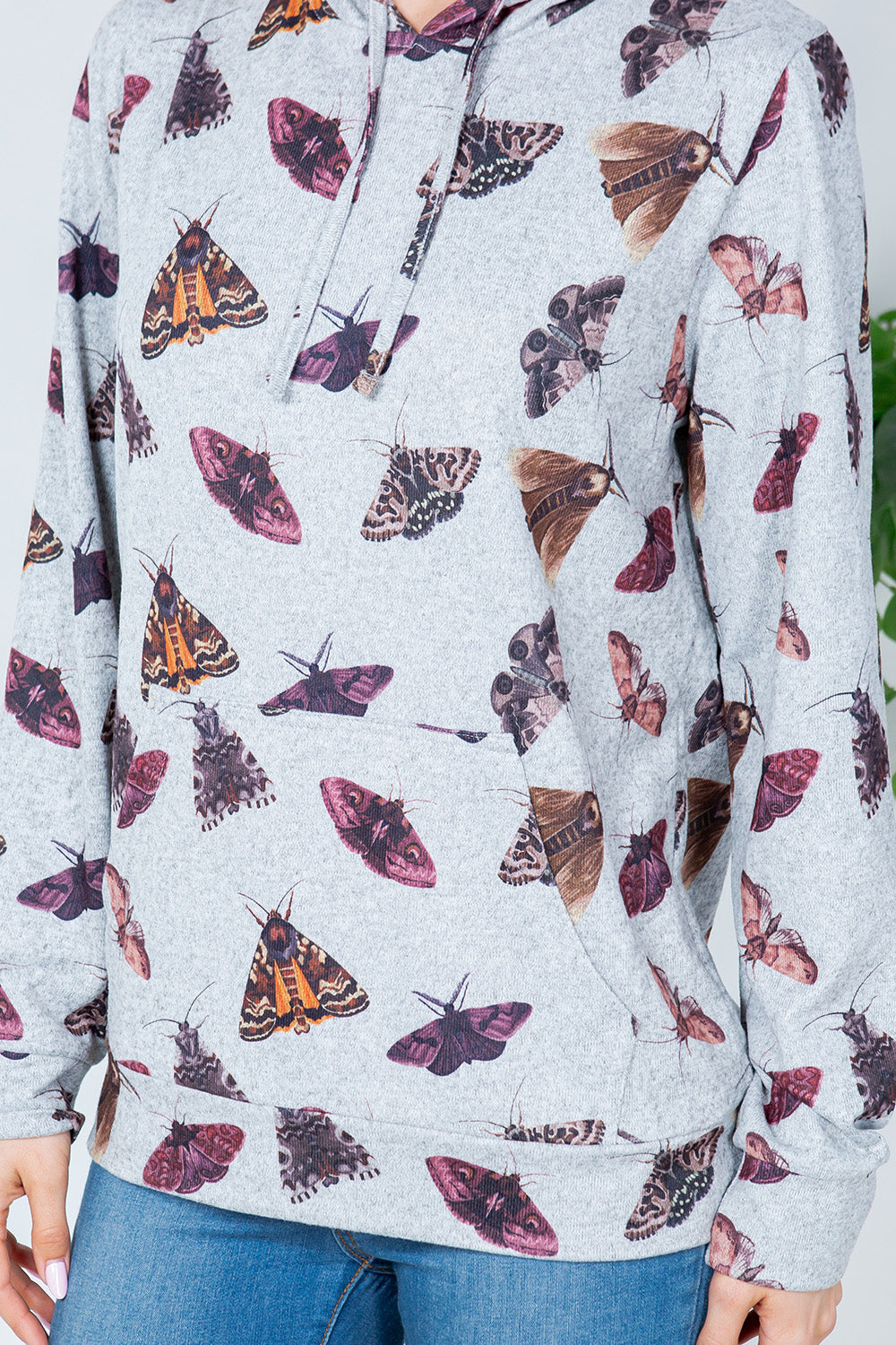 Moth Print Pullover Hoodie