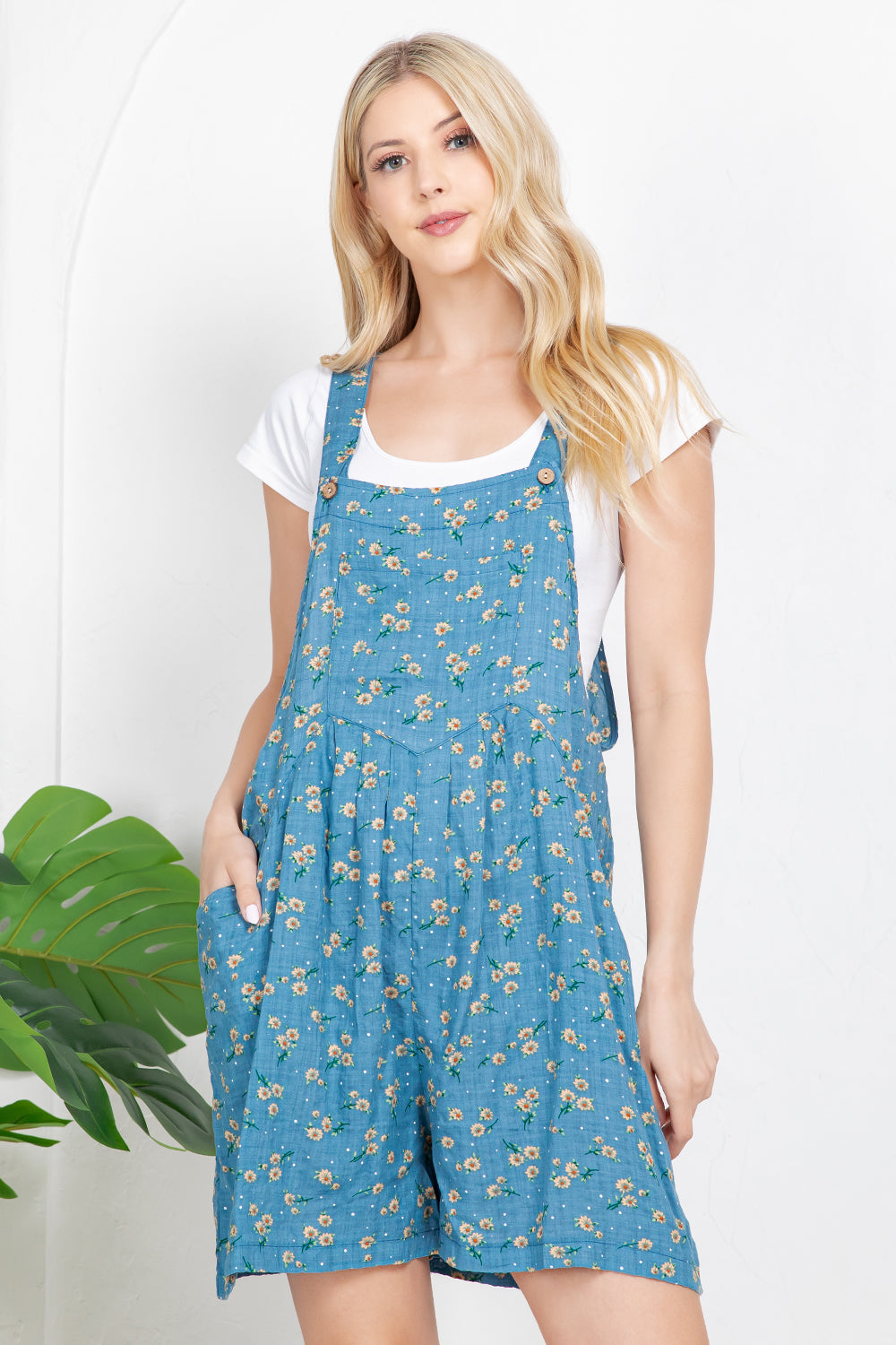Floral Print Short Overall