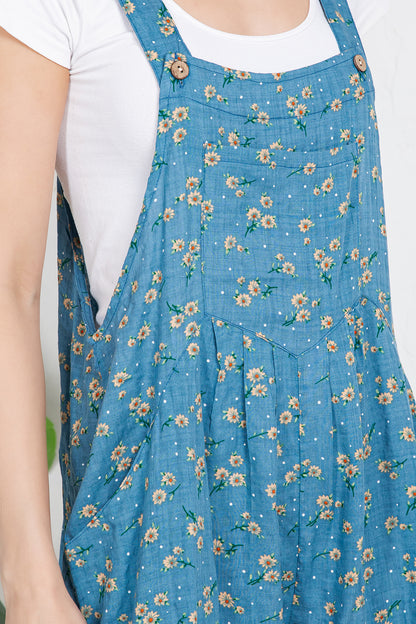 Floral Print Short Overall